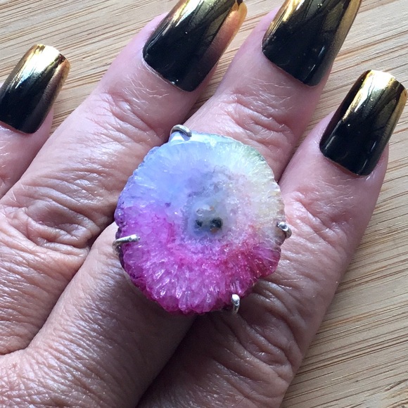 Artisan Ethnic Tribal Jewelry - Rainbow Druzy Drusy Gemstone Ring